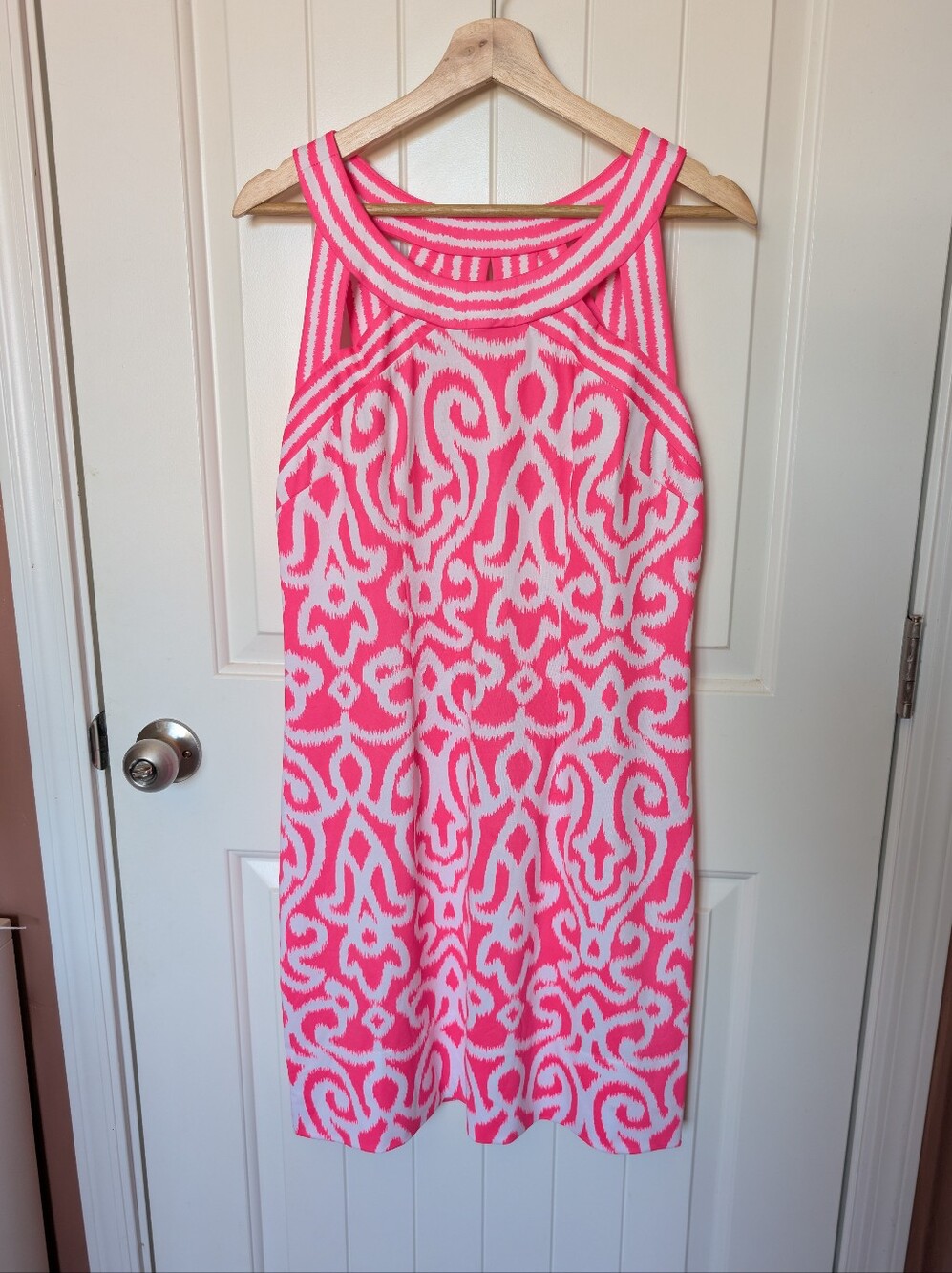 NWT Gretchen Scott Designs Isosceles Mini Dress Medium Pink/White